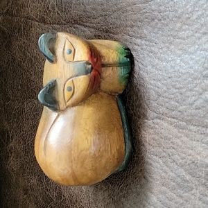 Vintage Folk Art Hand Carved Wood Cat Kitten